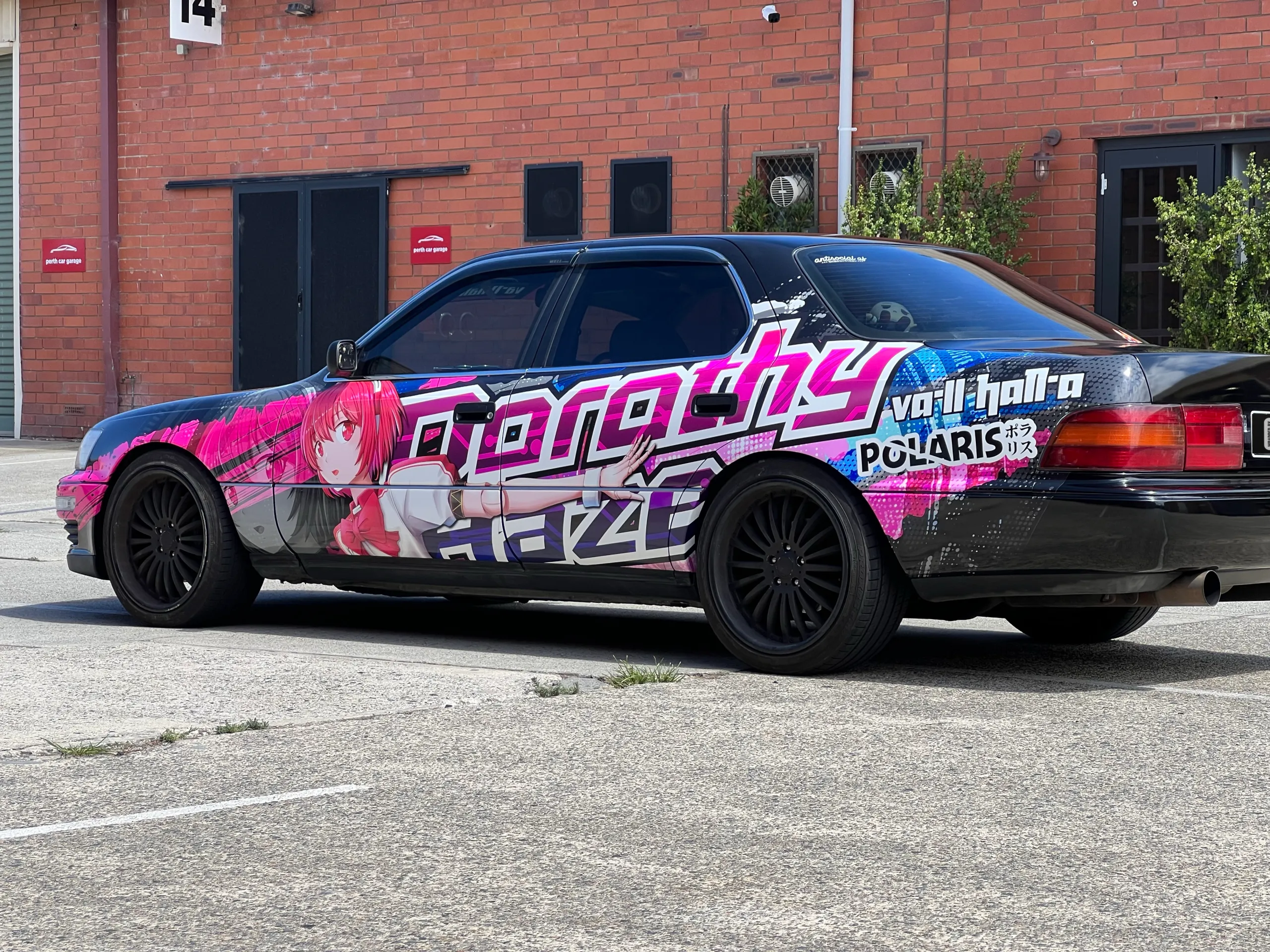 Opposite rear-quarter view of the completed Dorothy Haze graphics