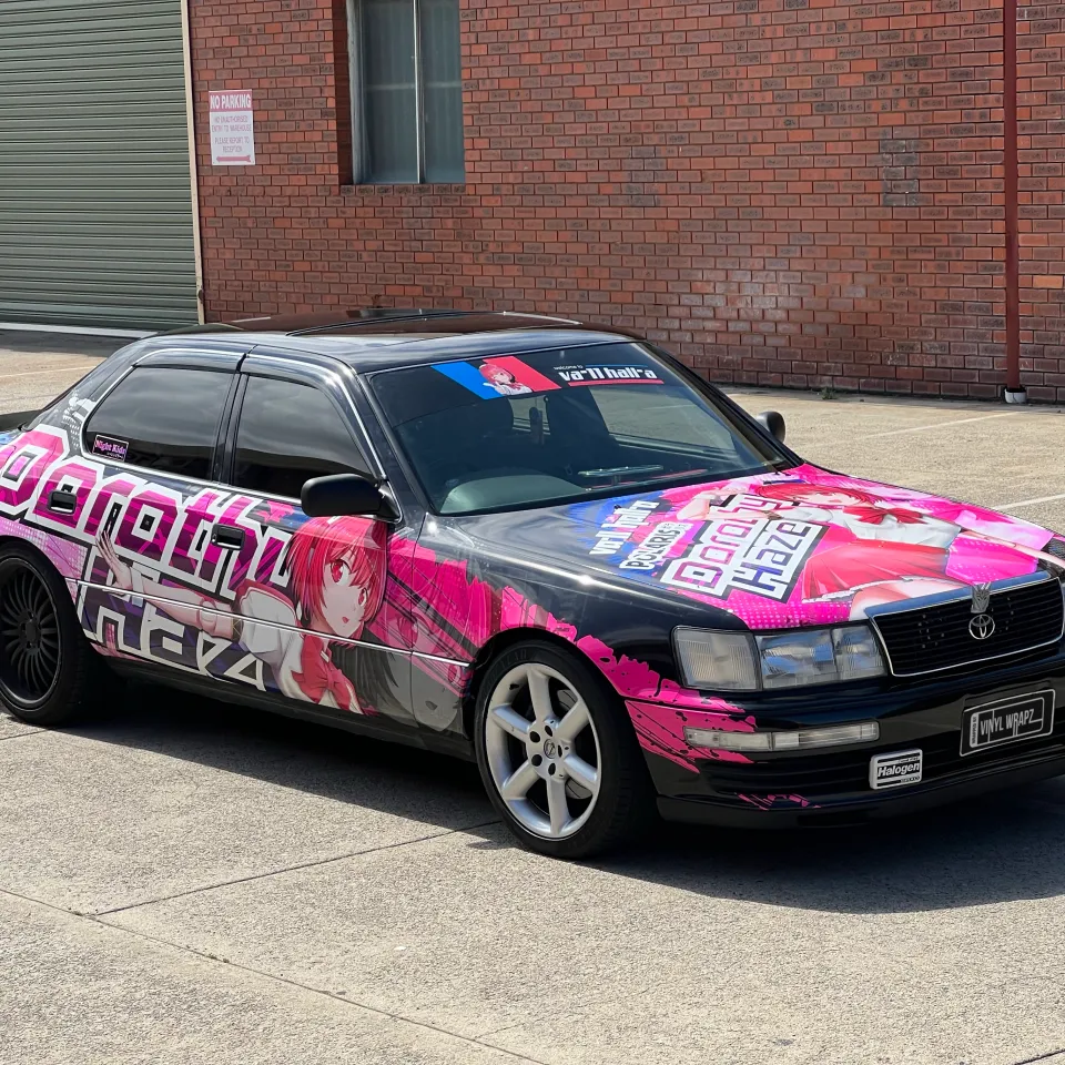 Completed Toyota Celsior viewed from the front quarter outdoors