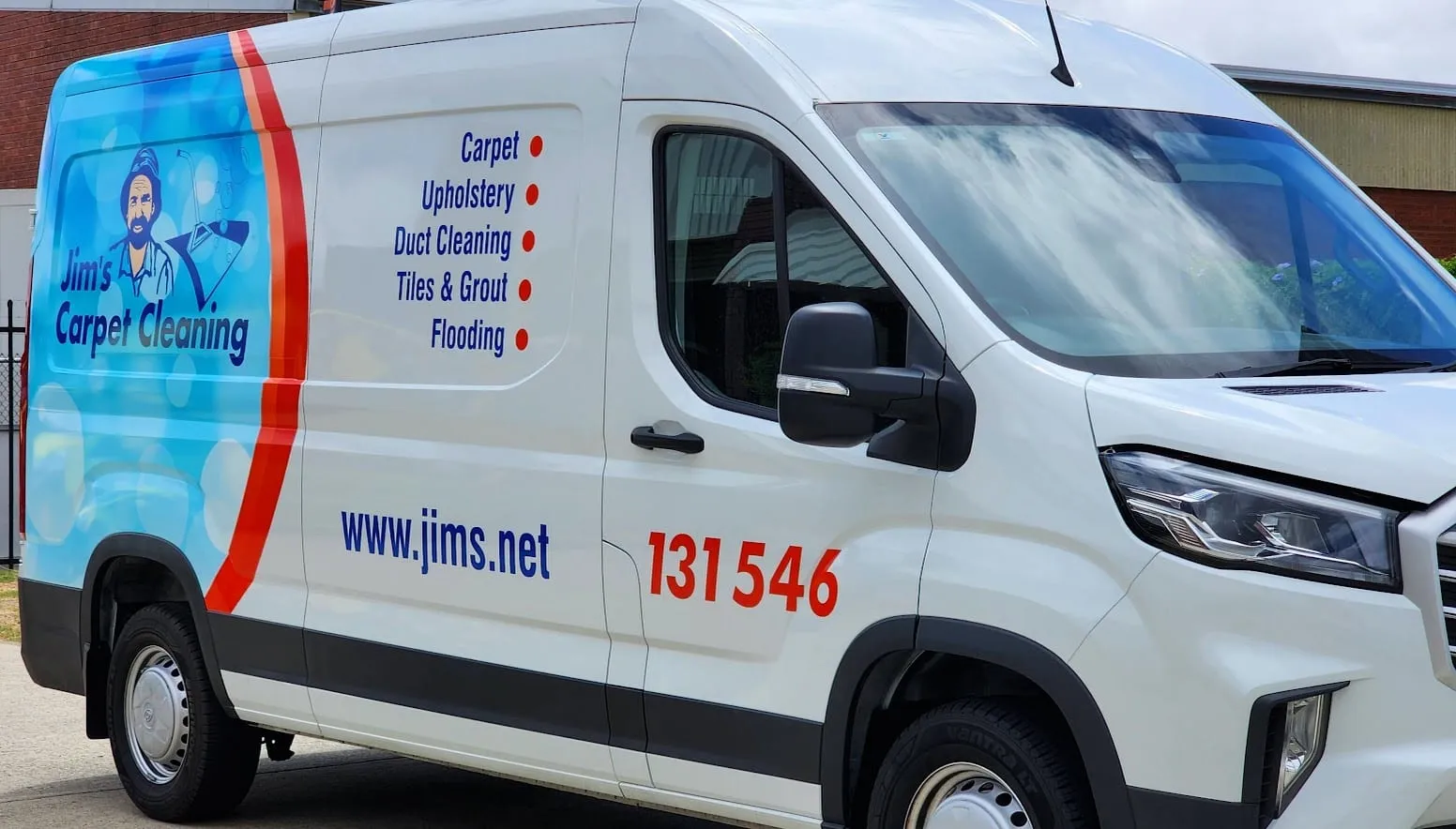 Jim's Carpet Cleaning van in the Jim's Group fleet branding by Vinyl Wrapz