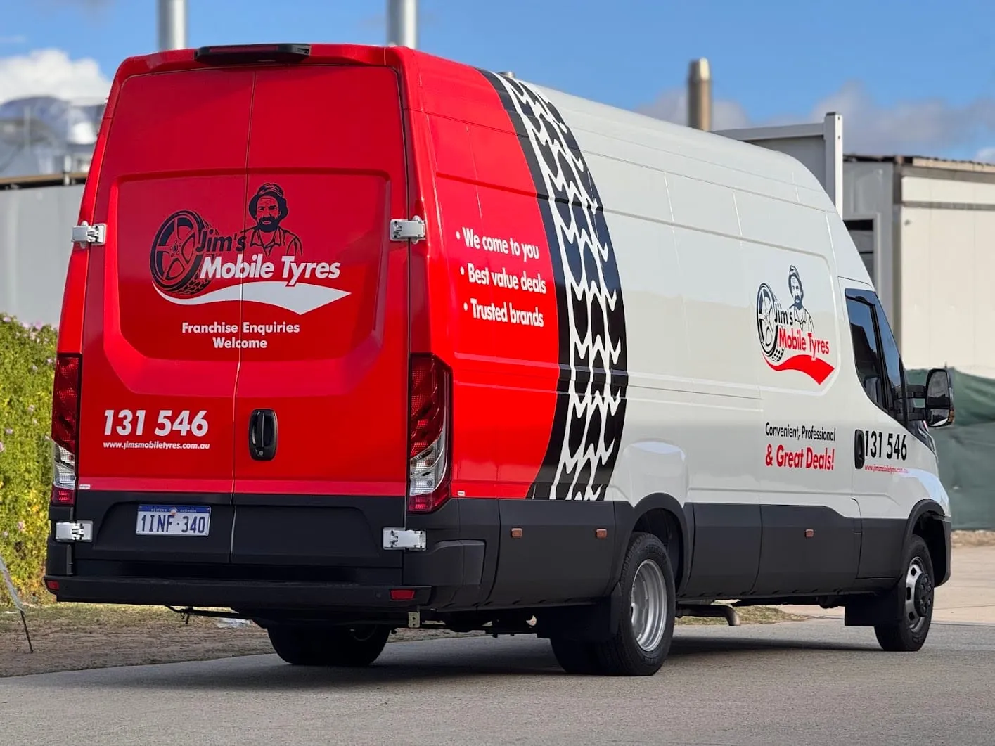 Jim's Mobile Tyres van in the Jim's Group fleet branding by Vinyl Wrapz