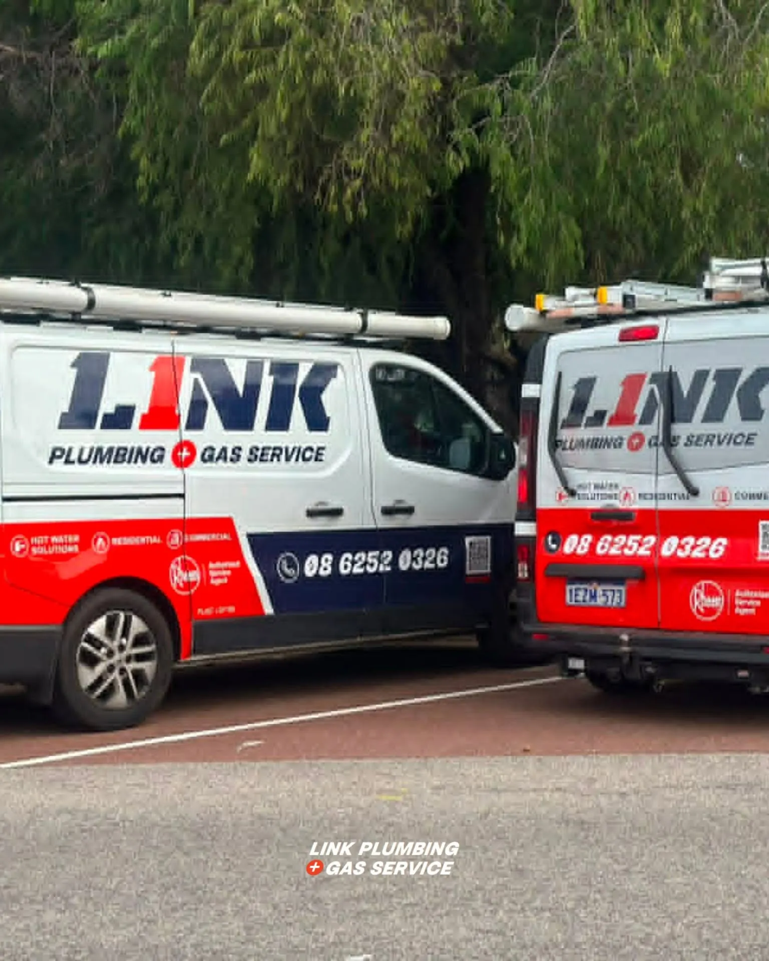 Link Plumbing and Gas Service vans in a partial wrap with special-effect vinyl by Vinyl Wrapz