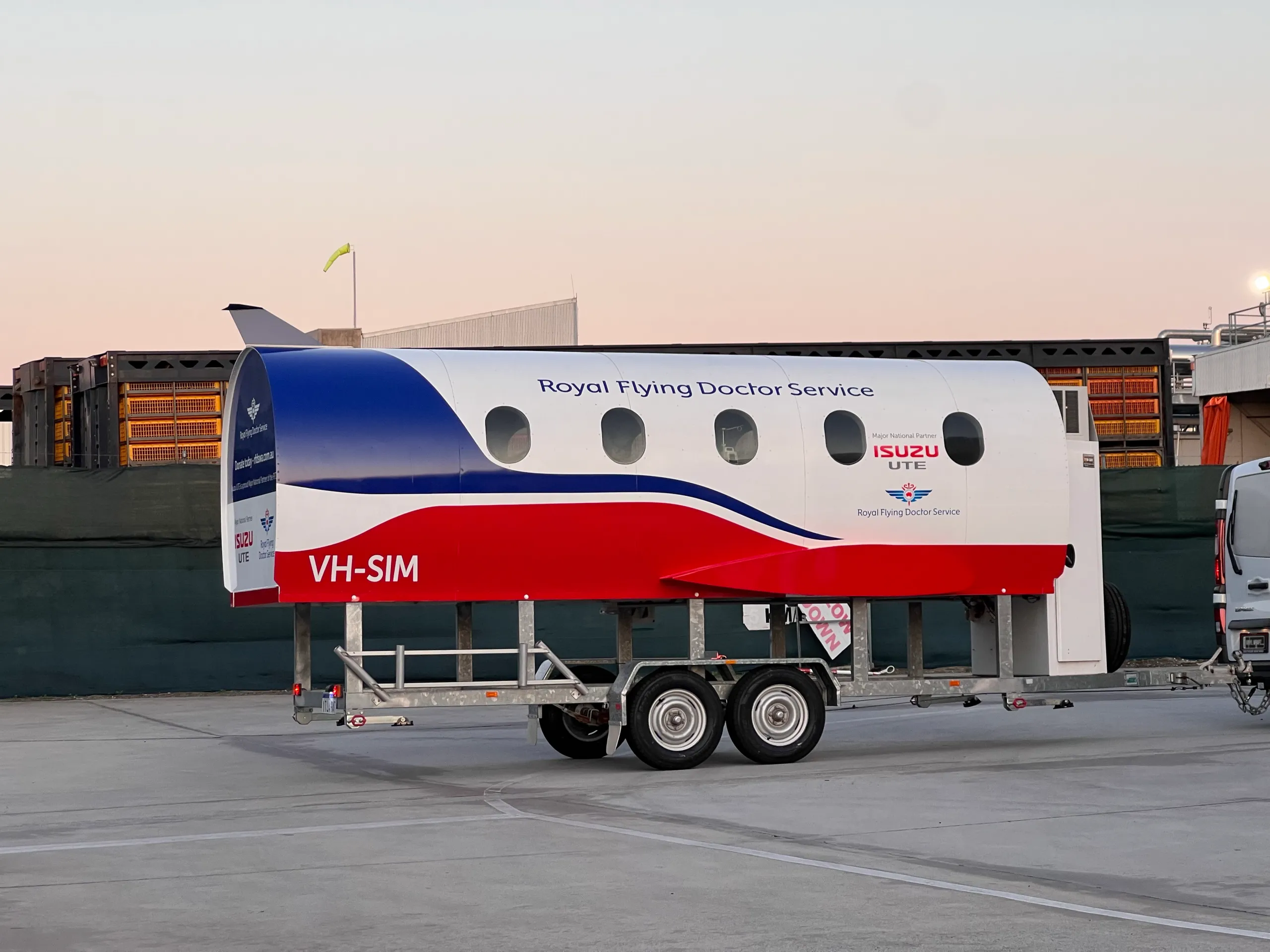 Royal Flying Doctor Service training pod side graphics outdoors