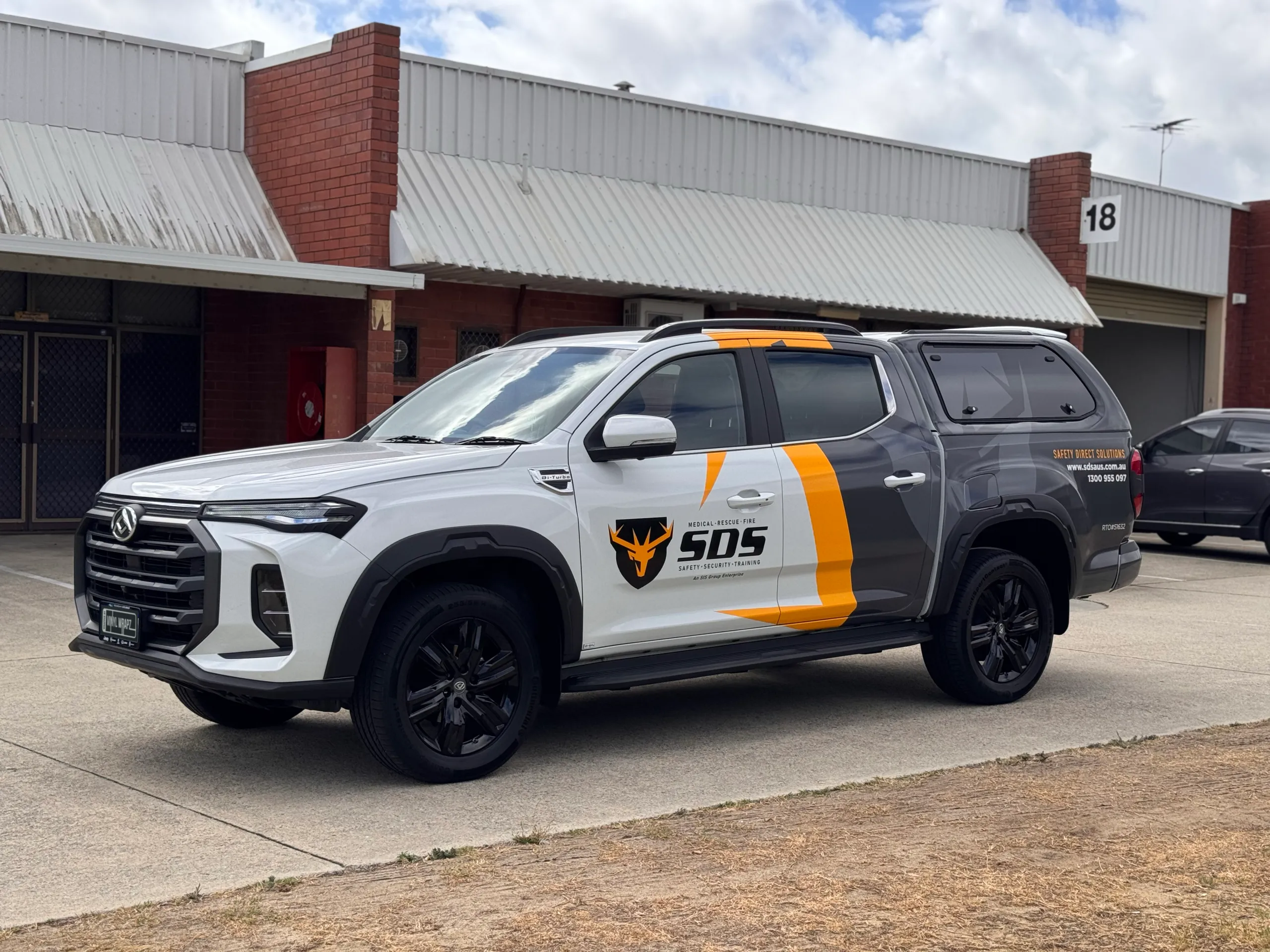 Safety Direct Solutions LDV ute viewed from the front quarter outdoors