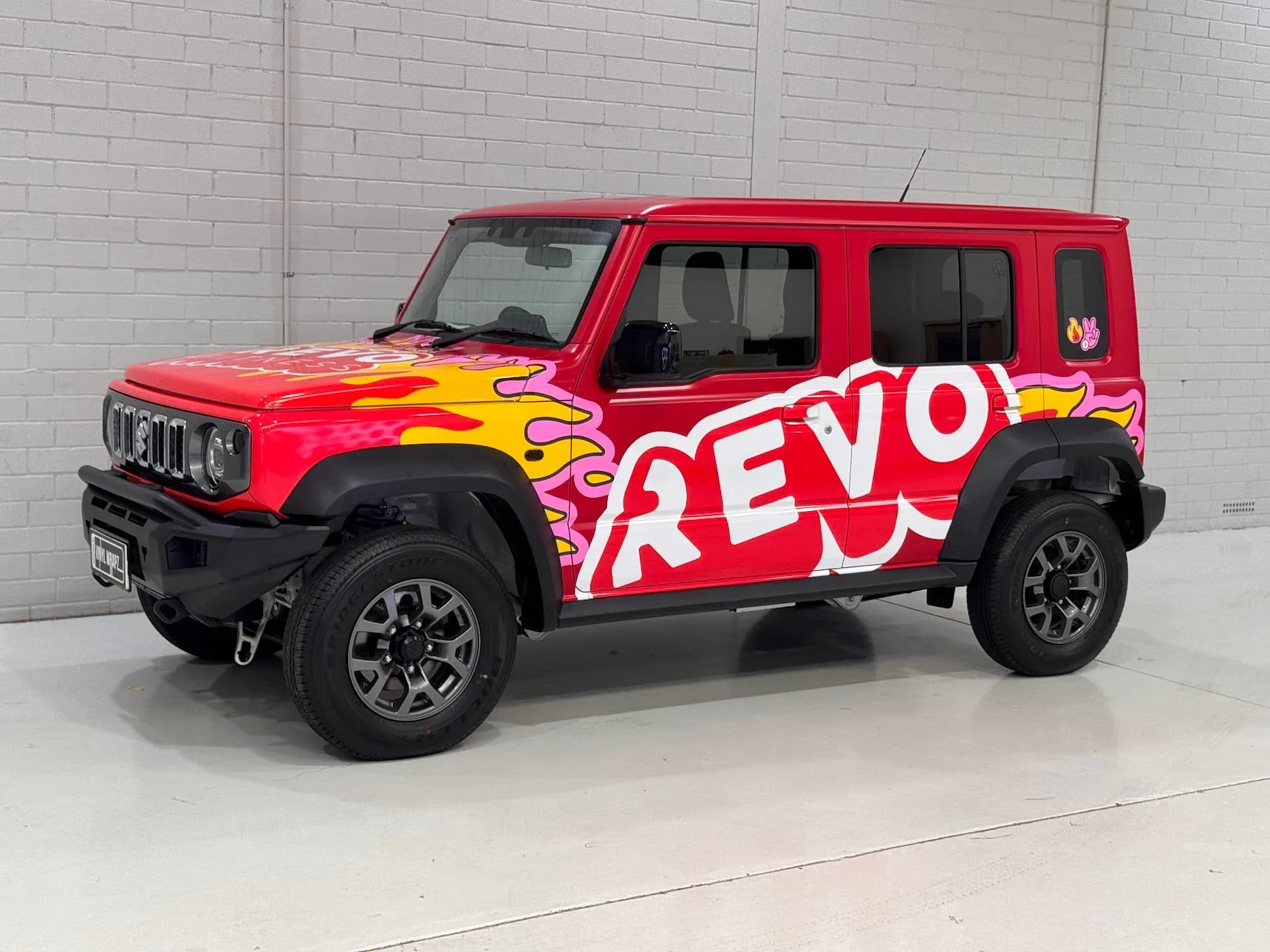 Suzuki Jimny in a printed REVO wrap, finished and ready for collection