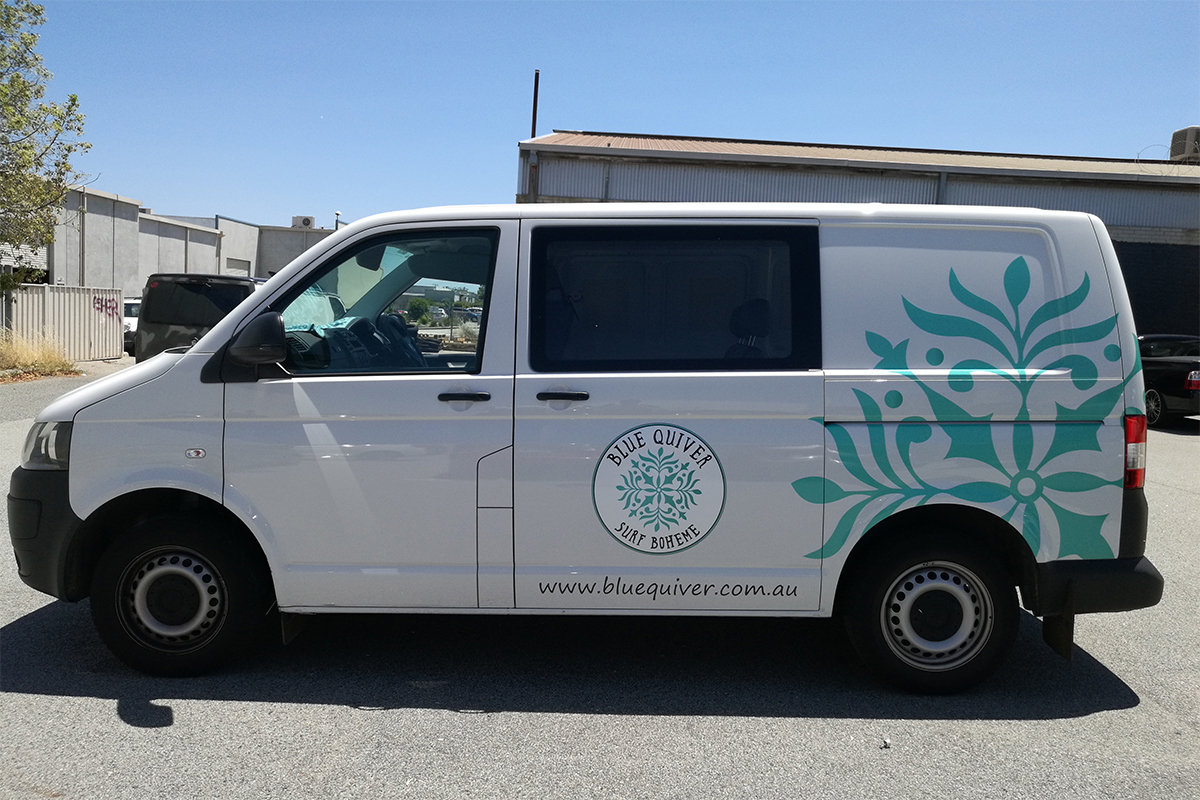 VW Transporter signage and graphics - Blue Quiver